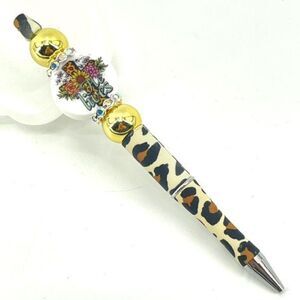 He Lives leopard cross Christ Christian Jesus pen handmade NEW bling rhinestone